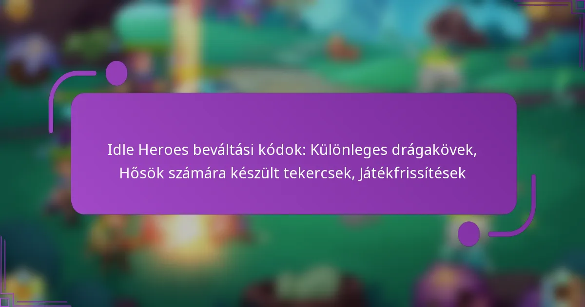 Idle Heroes beváltási kódok: Különleges drágakövek, Hősök számára készült tekercsek, Játékfrissítések